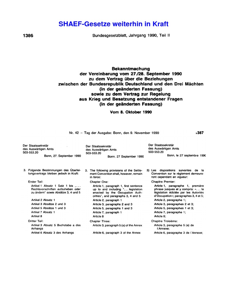 Legal Continuity – SHAEF Framework Recognition